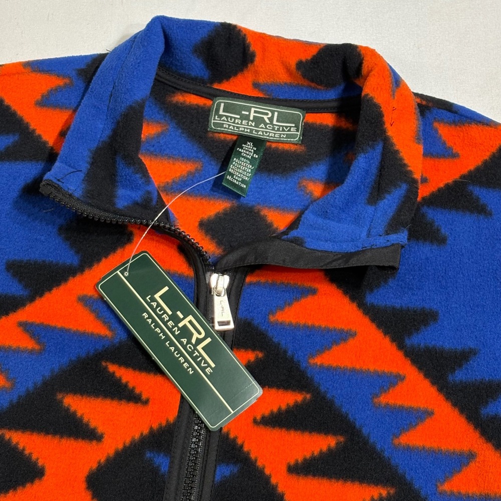 Lauren Active Ralph Lauren Fleece Vest Womens XL Multi Geometric Southwest Zip